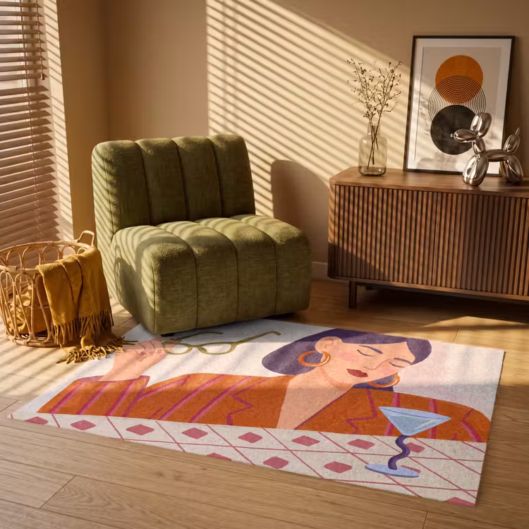 Vloerkleed - Vrouw - Bril - Cocktail - Illustratie - Modern — 2