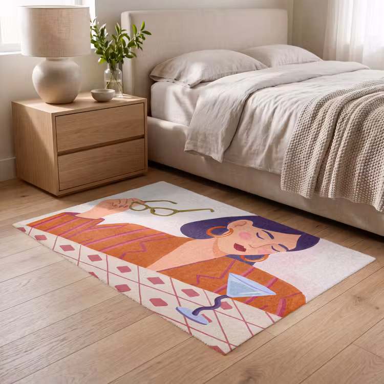 Vloerkleed - Vrouw - Bril - Cocktail - Illustratie - Modern — 5
