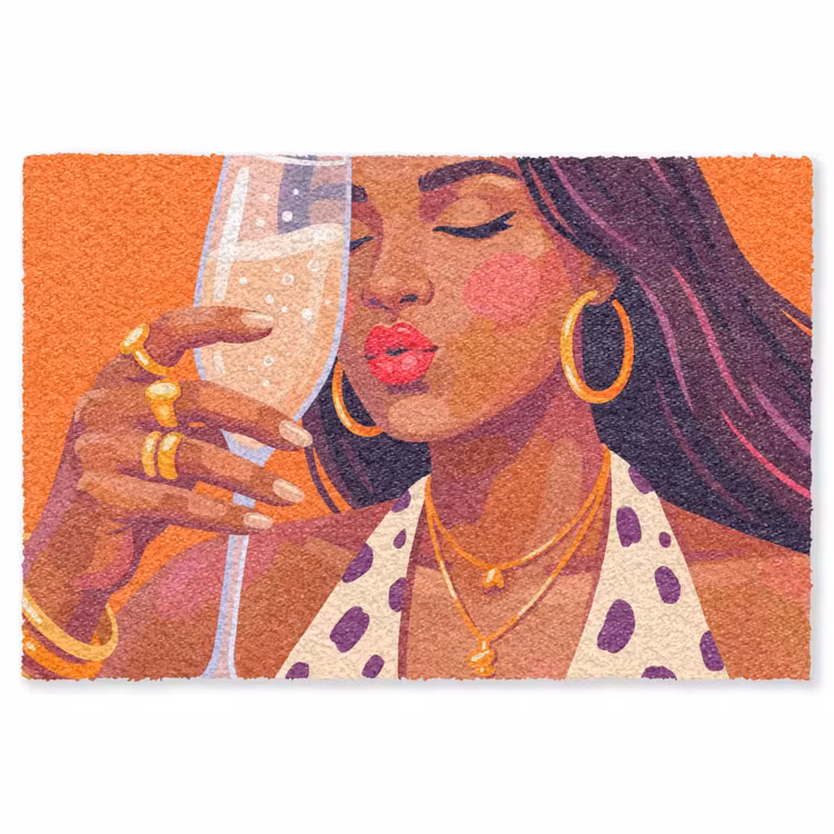 Vloerkleed - Vrouw - Champagne - Feest - Modern - Oranje — 1