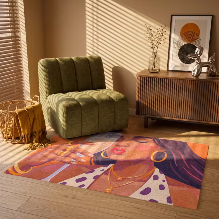 Vloerkleed - Vrouw - Champagne - Feest - Modern - Oranje — 2