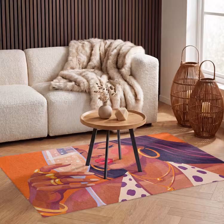 Vloerkleed - Vrouw - Champagne - Feest - Modern - Oranje — 3