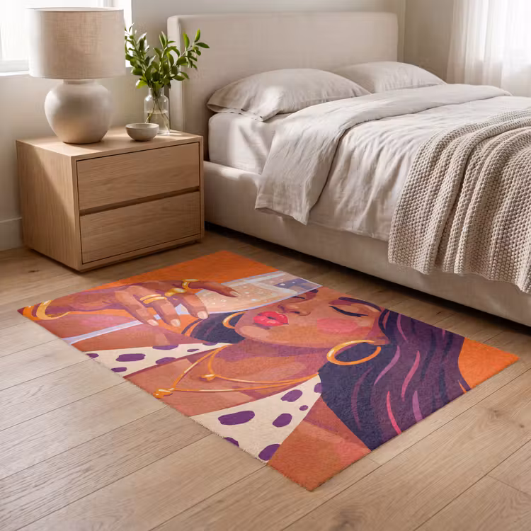 Vloerkleed - Vrouw - Champagne - Feest - Modern - Oranje — 5