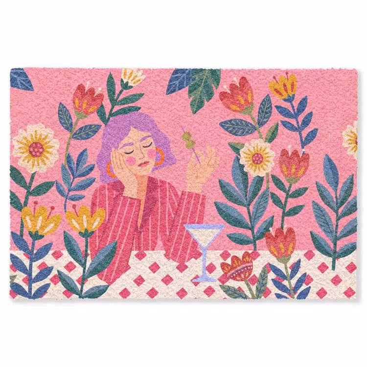Vloerkleed - Vrouw - Cocktail - Bloemen - Modern - Roze — 1