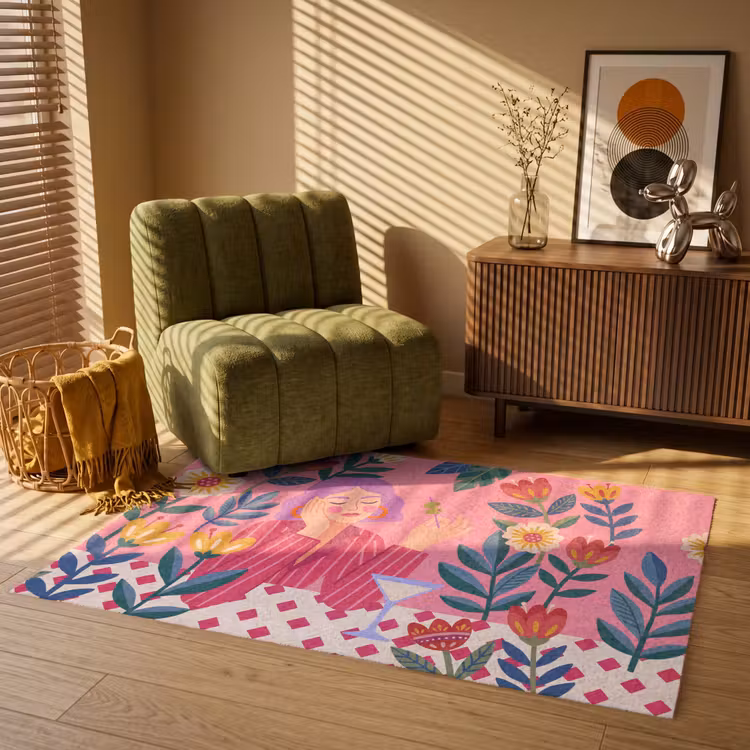 Vloerkleed - Vrouw - Cocktail - Bloemen - Modern - Roze — 2