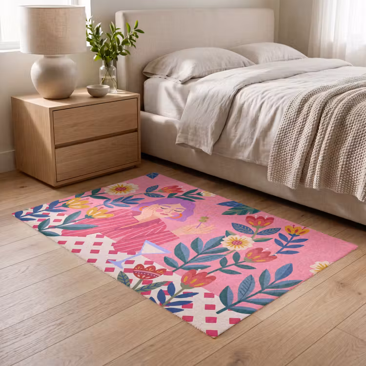 Vloerkleed - Vrouw - Cocktail - Bloemen - Modern - Roze — 5