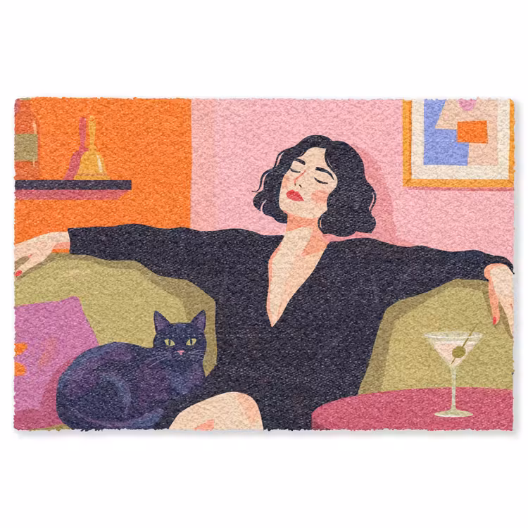 Vloerkleed - Vrouw - Kat - Interieur - Modern - Kleurrijk — 1