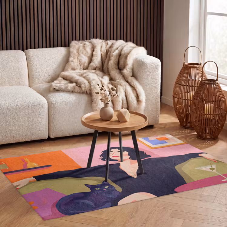Vloerkleed - Vrouw - Kat - Interieur - Modern - Kleurrijk — 3