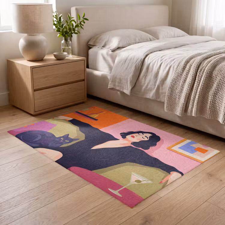 Vloerkleed - Vrouw - Kat - Interieur - Modern - Kleurrijk — 5
