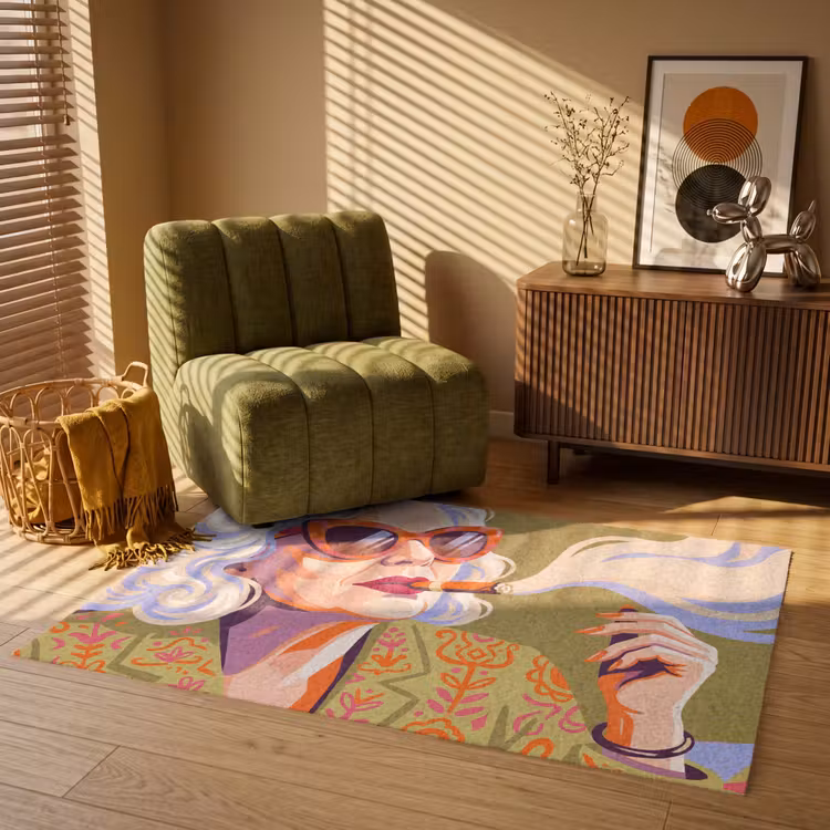 Vloerkleed - Vrouw - Zonnebril - Portret - Modern - Kleurrijk — 2