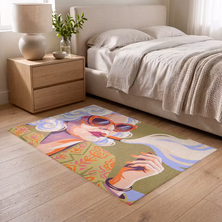 Vloerkleed - Vrouw - Zonnebril - Portret - Modern - Kleurrijk — 5