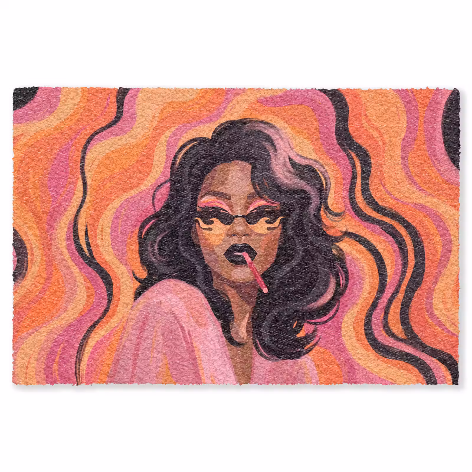 Vloerkleed - Vrouw - Zonnebril - Modern - Portret - Oranje — 1