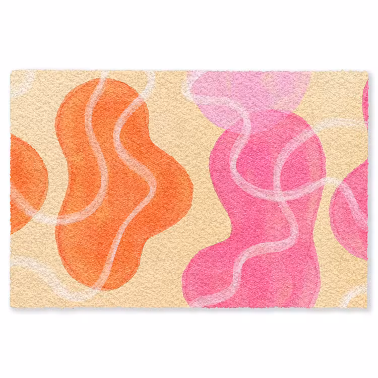 Vloerkleed - Abstract - Aquarel - Organisch - Oranje - Roze — 1