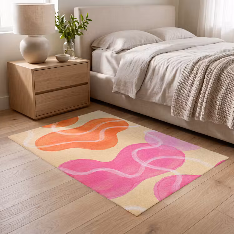 Vloerkleed - Abstract - Aquarel - Organisch - Oranje - Roze — 5
