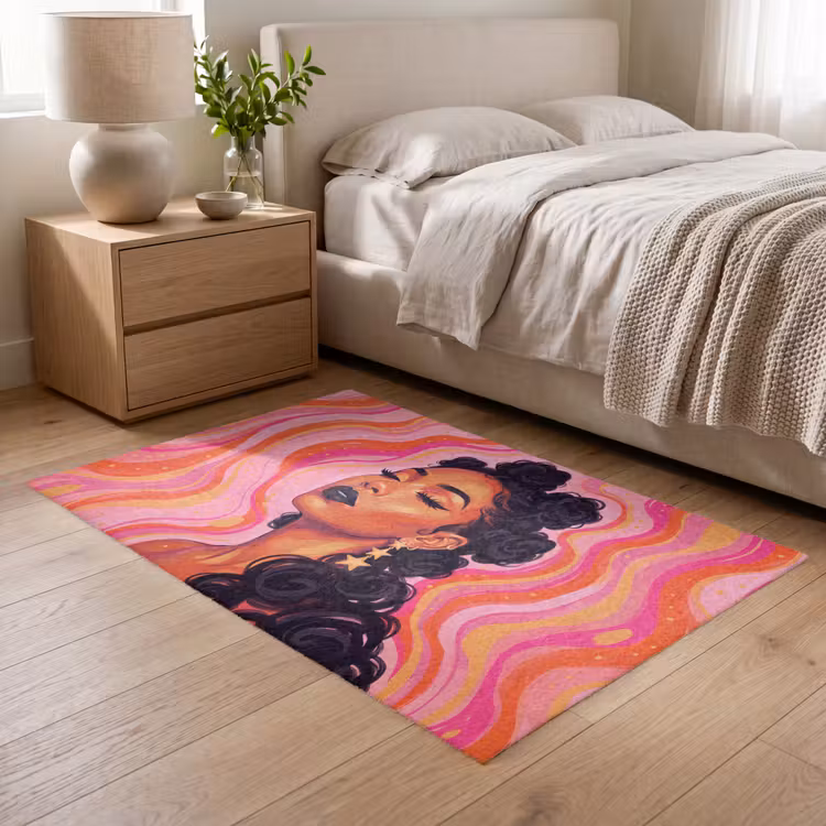 Vloerkleed - Vrouw - Portret - Abstract - Kleurrijk - Roze — 5