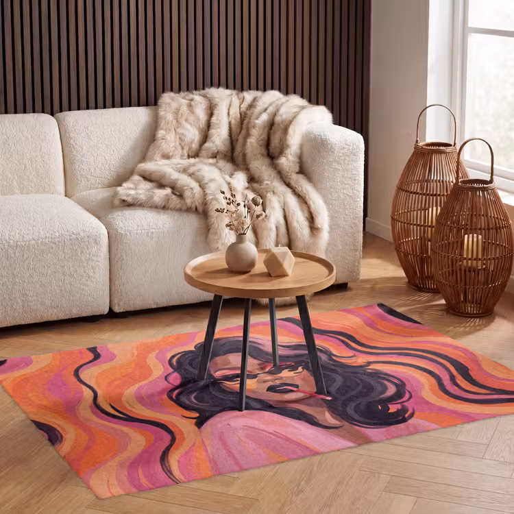 Vloerkleed - Vrouw - Zonnebril - Modern - Portret - Oranje — 3