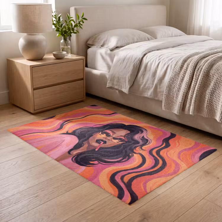 Vloerkleed - Vrouw - Zonnebril - Modern - Portret - Oranje — 5
