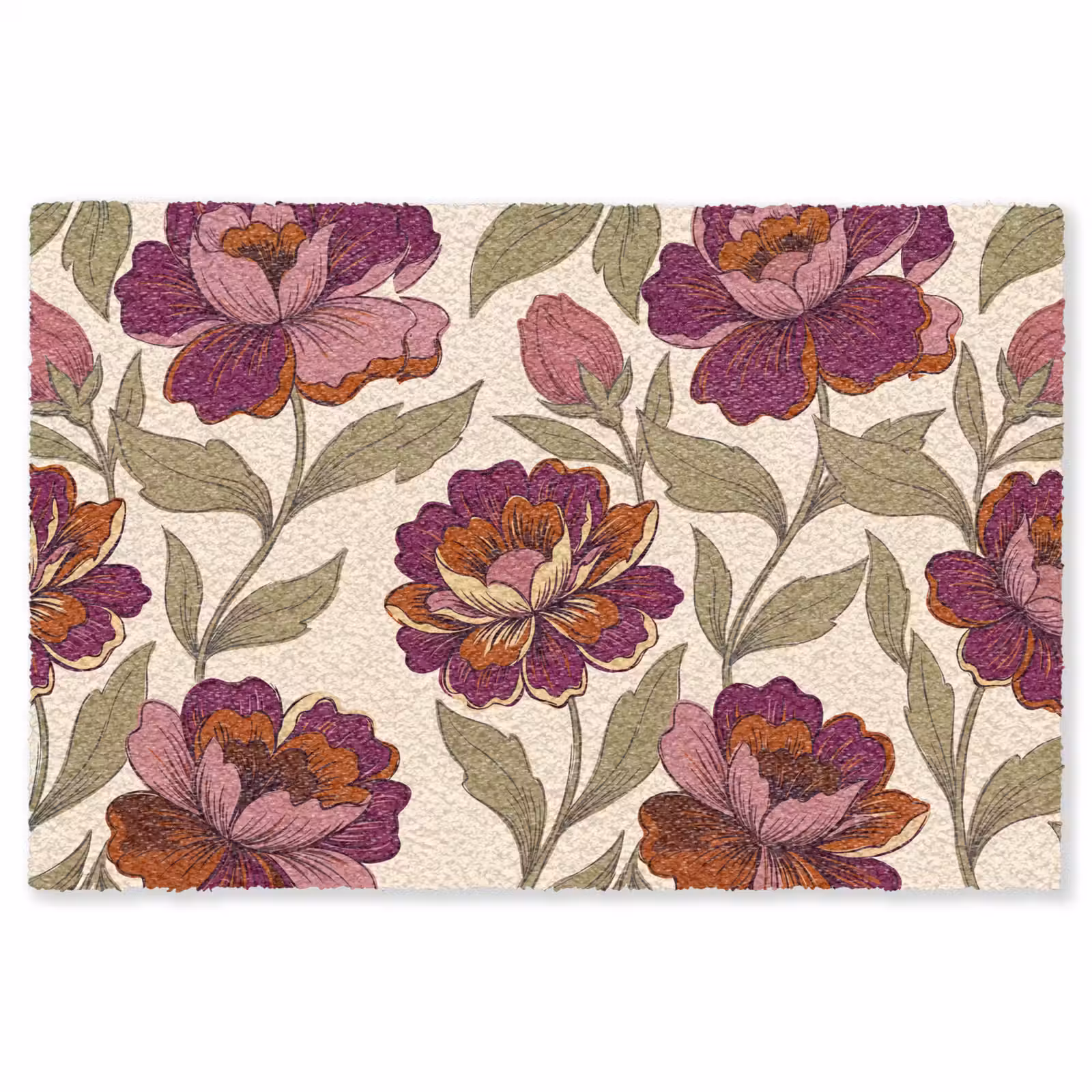 Vloerkleed - Bloemen - Patroon - Natuur - Modern - Paars — 1