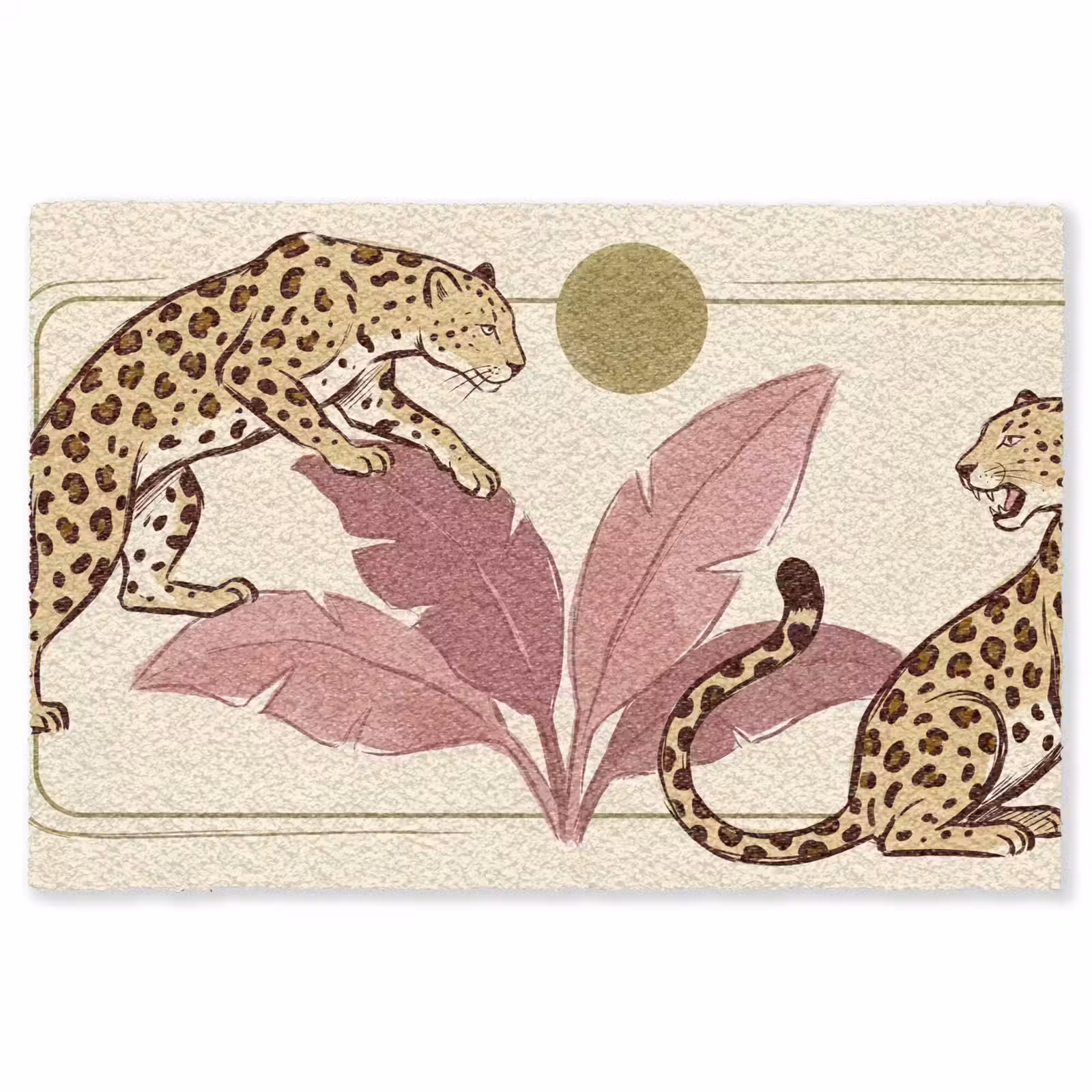 Vloerkleed - Dieren - Kat - Jungle - Illustratie - Beige — 1