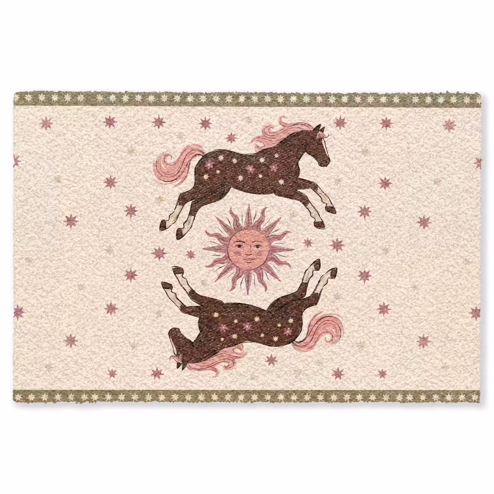 Vloerkleed - Paard - Zon - Mystiek - Illustratie - Roze — 1