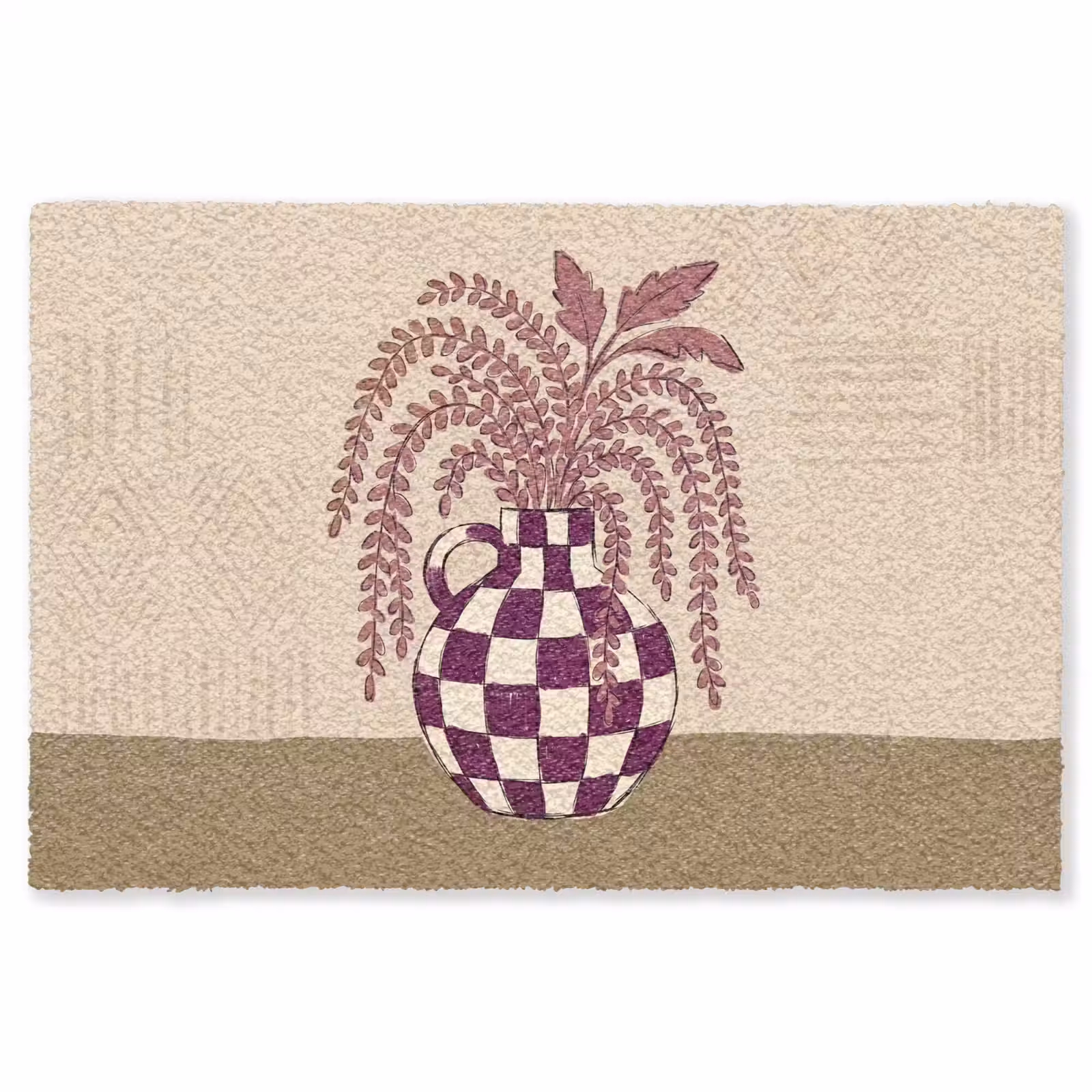 Vloerkleed - Vaas - Geruit - Planten - Modern - Paars — 1