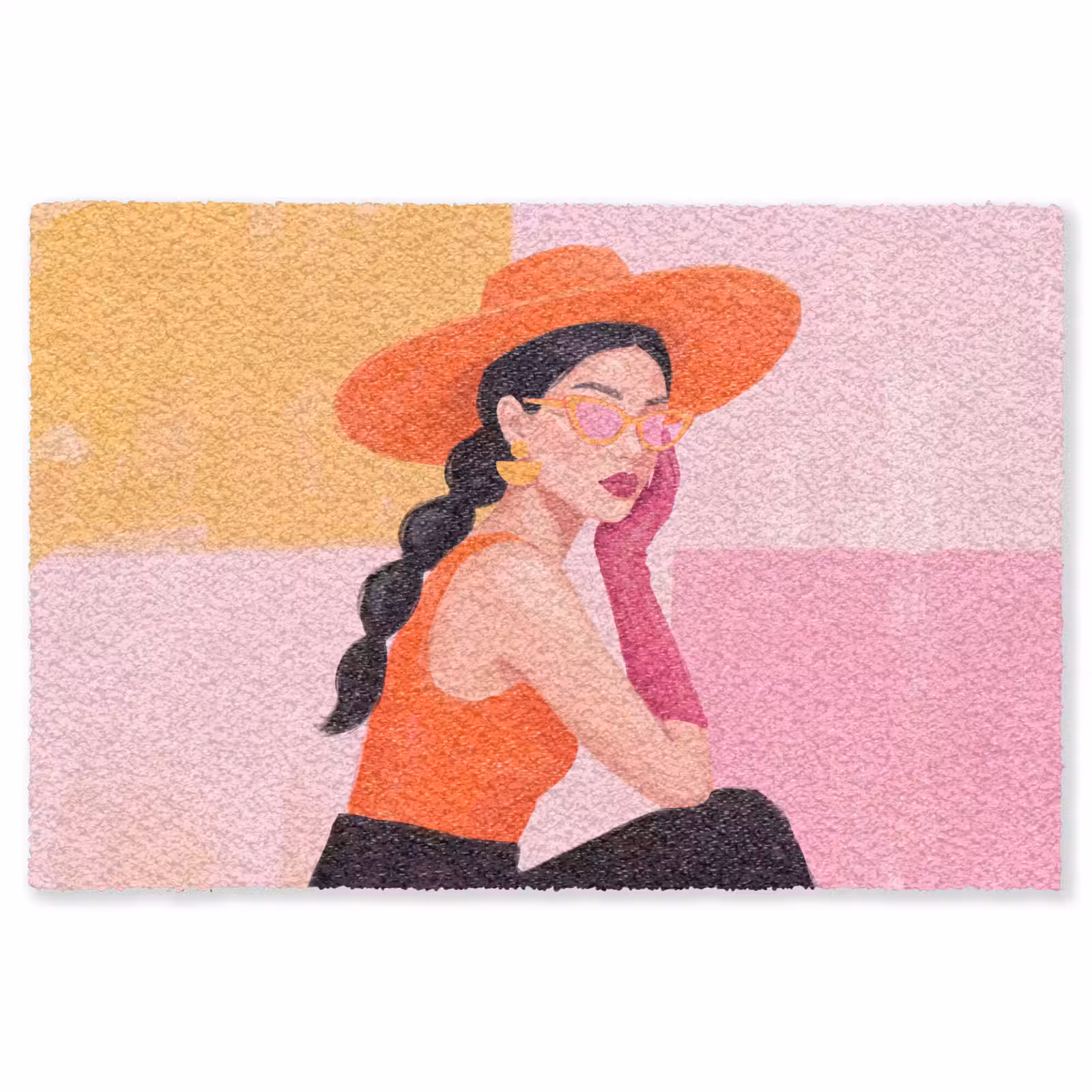 Vloerkleed - Vrouw - Hoed - Mode - Modern - Oranje — 1