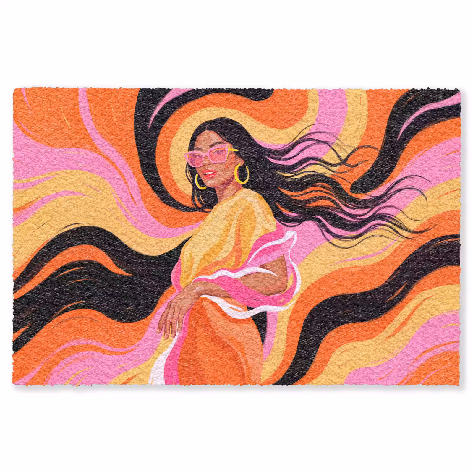 Vloerkleed - Vrouw - Zonnebril - Abstract - Kleurrijk — 1