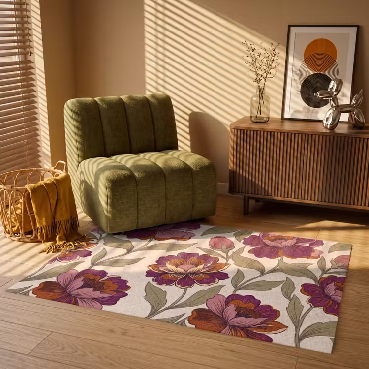 Vloerkleed - Bloemen - Patroon - Natuur - Modern - Paars — 2