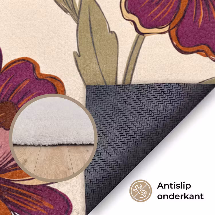 Vloerkleed - Bloemen - Patroon - Natuur - Modern - Paars — 4