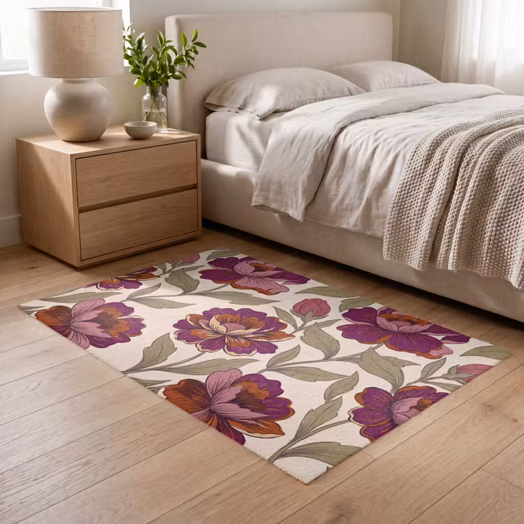 Vloerkleed - Bloemen - Patroon - Natuur - Modern - Paars — 5