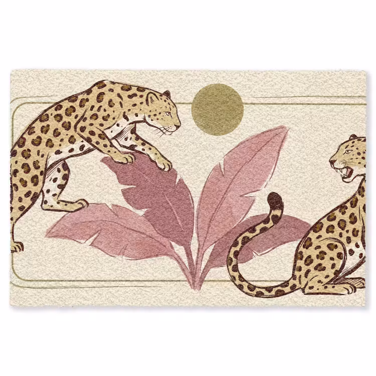 Vloerkleed - Dieren - Kat - Jungle - Illustratie - Beige — 1