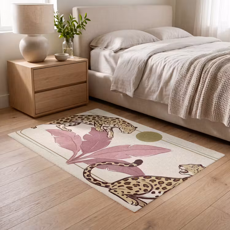 Vloerkleed - Dieren - Kat - Jungle - Illustratie - Beige — 5