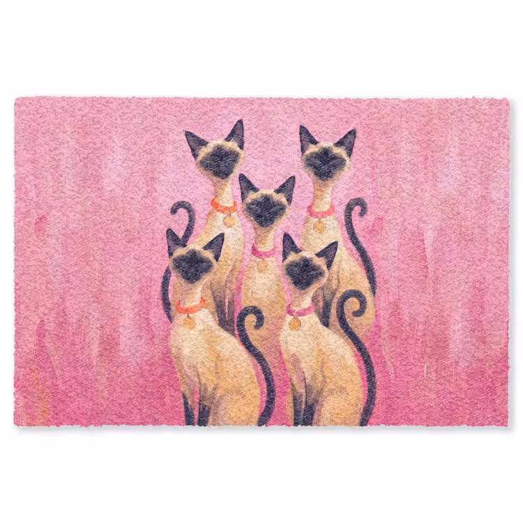 Vloerkleed - Kat - Groep - Dieren - Modern - Roze — 1