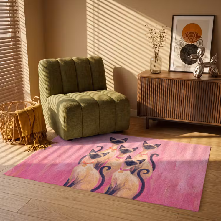 Vloerkleed - Kat - Groep - Dieren - Modern - Roze — 2