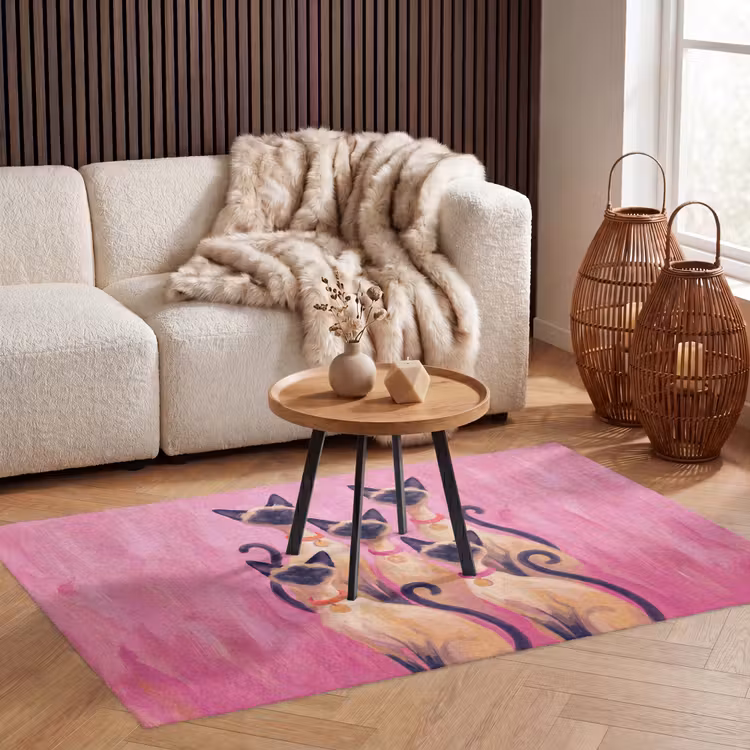 Vloerkleed - Kat - Groep - Dieren - Modern - Roze — 3