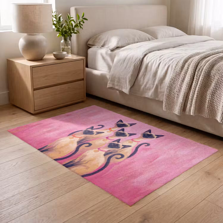 Vloerkleed - Kat - Groep - Dieren - Modern - Roze — 5