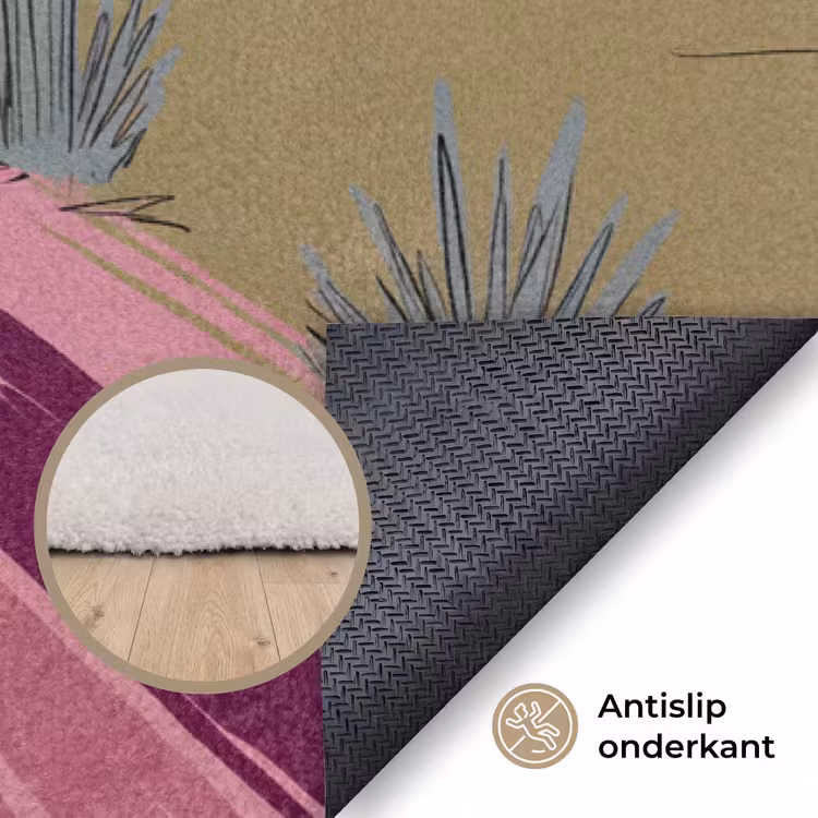 Vloerkleed - Mensen - Paard - Woestijn - Abstract - Roze — 4