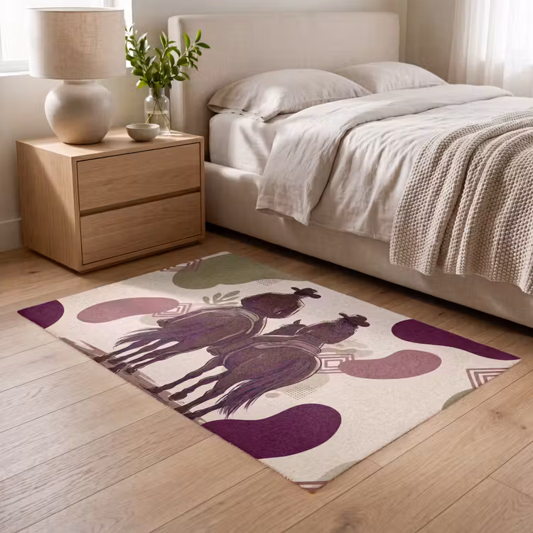 Vloerkleed - Mensen - Ruiters - Western - Illustratie - Bruin — 5