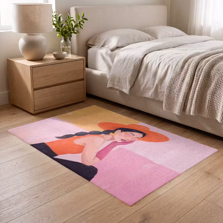 Vloerkleed - Vrouw - Hoed - Mode - Modern - Oranje — 5