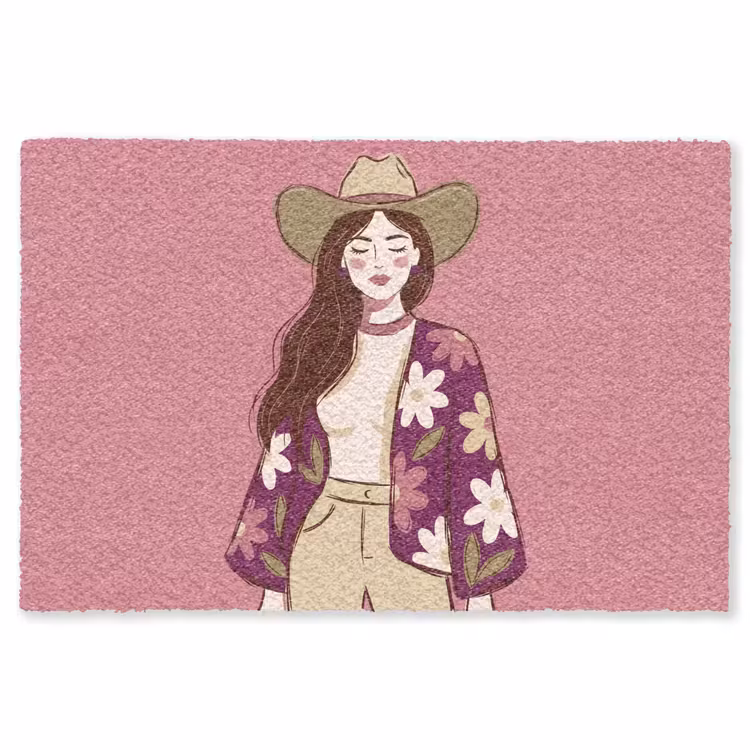 Vloerkleed - Vrouw - Hoed - Portret - Illustratie - Roze — 1