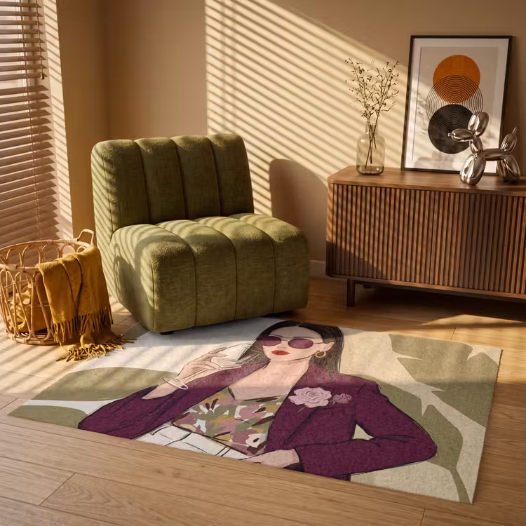 Vloerkleed - Vrouw - Wijn - Portret - Mode - Modern — 2