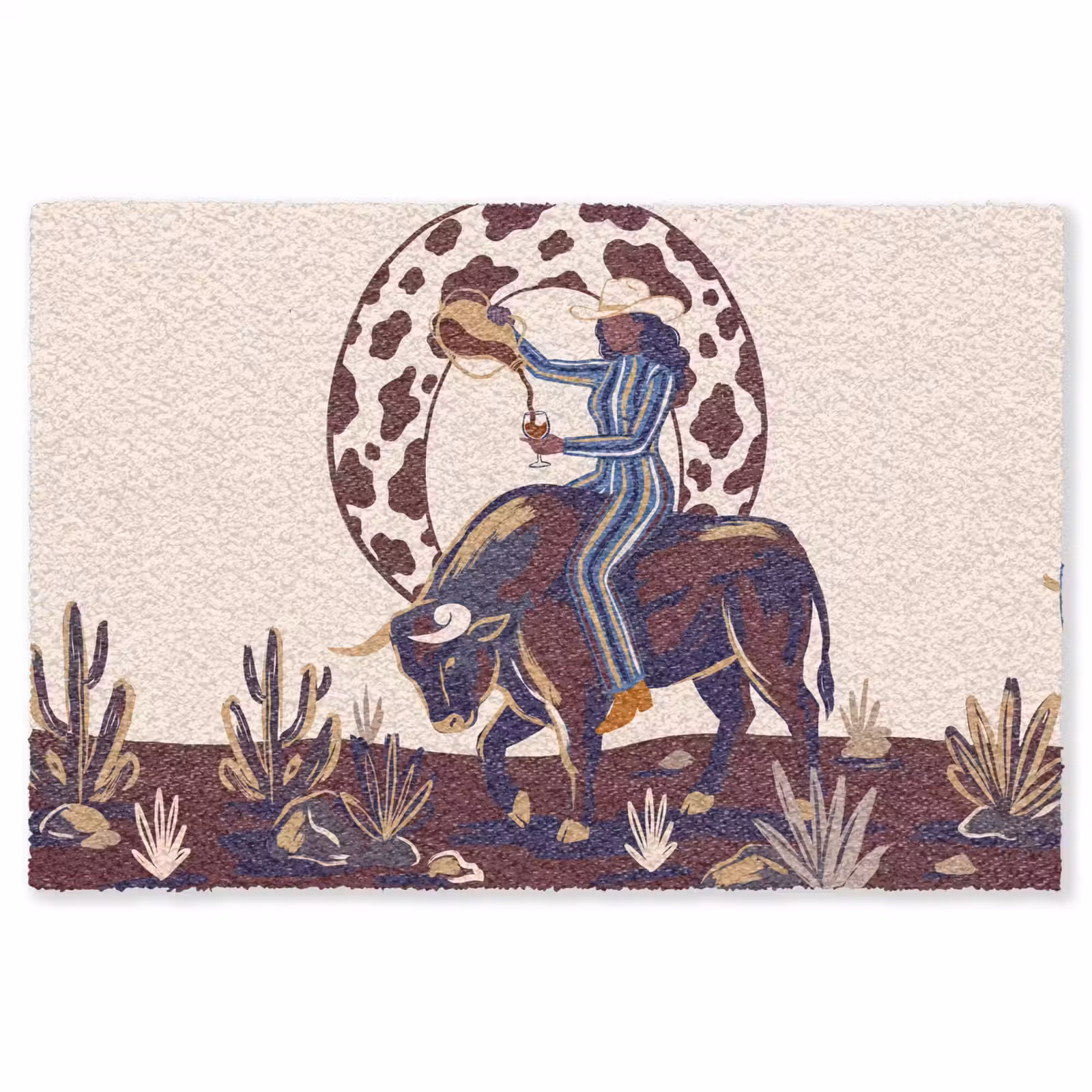 Vloerkleed - Mensen - Dieren - Cowboy - Abstract - Kleurrijk — 1