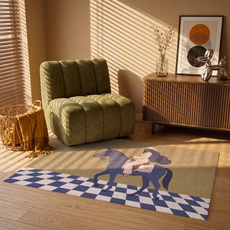 Vloerkleed - Vrouw - Paard - Rijden - Modern - Abstract — 2
