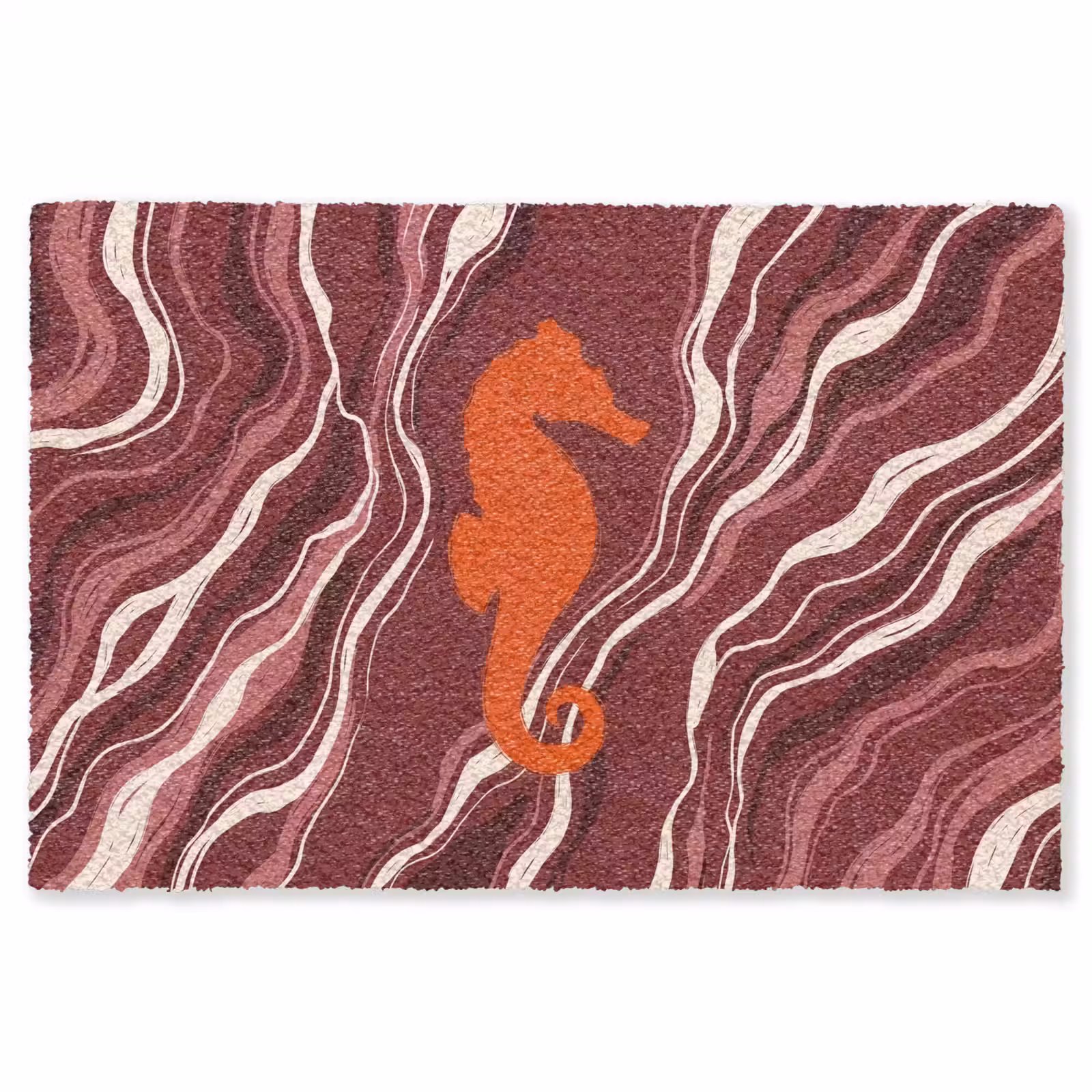 Vloerkleed - Zeepaardje - Golven - Zeeleven - Abstract - Oranje — 1
