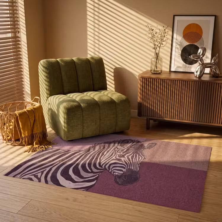 Vloerkleed - Dieren - Zebrahoofd - Wildlife - Modern - Bruin — 2