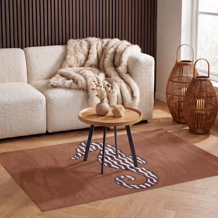 Vloerkleed - Dieren - Zeepaardje - Abstract - Bruin - Strepen — 3