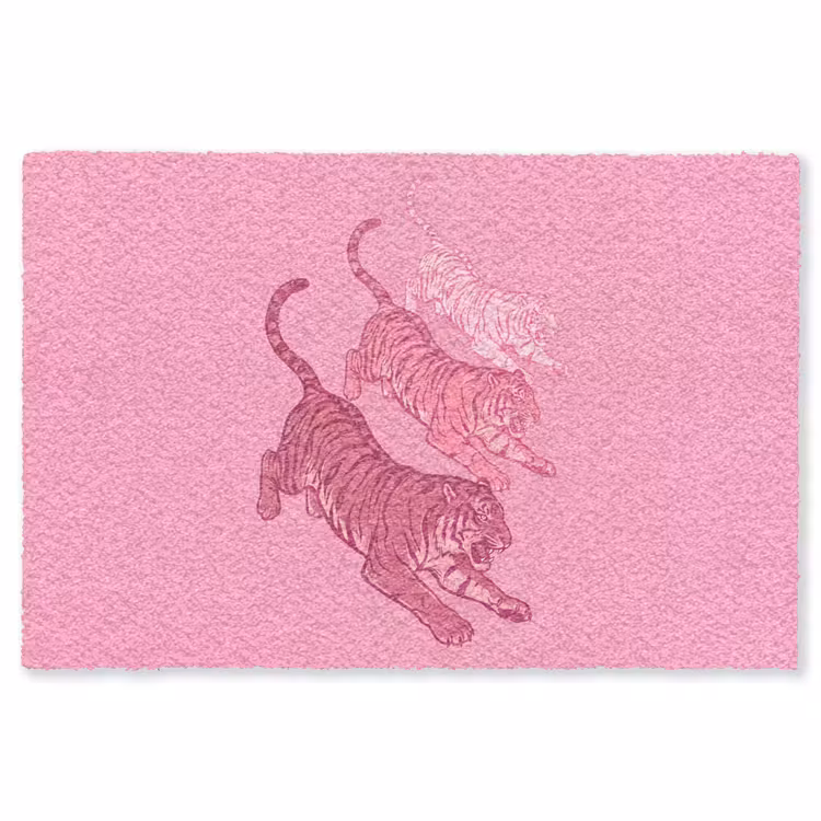 Vloerkleed - Kat - Springend - Dieren - Roze - Modern — 1