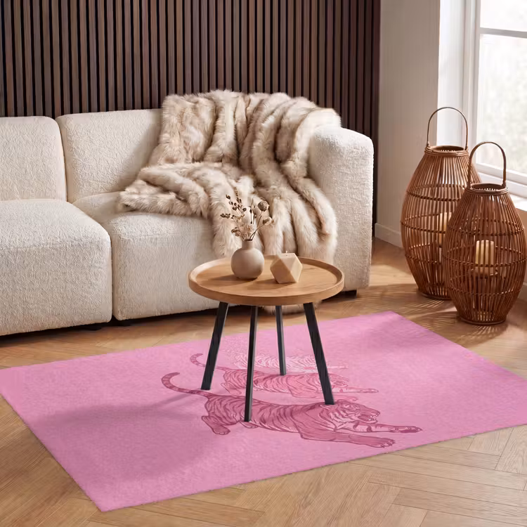 Vloerkleed - Kat - Springend - Dieren - Roze - Modern — 3
