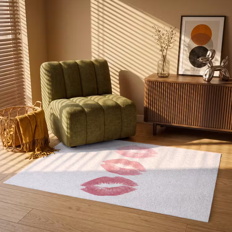 Vloerkleed - Lippen - Kusafdruk - Roze - Modern - Abstract — 2