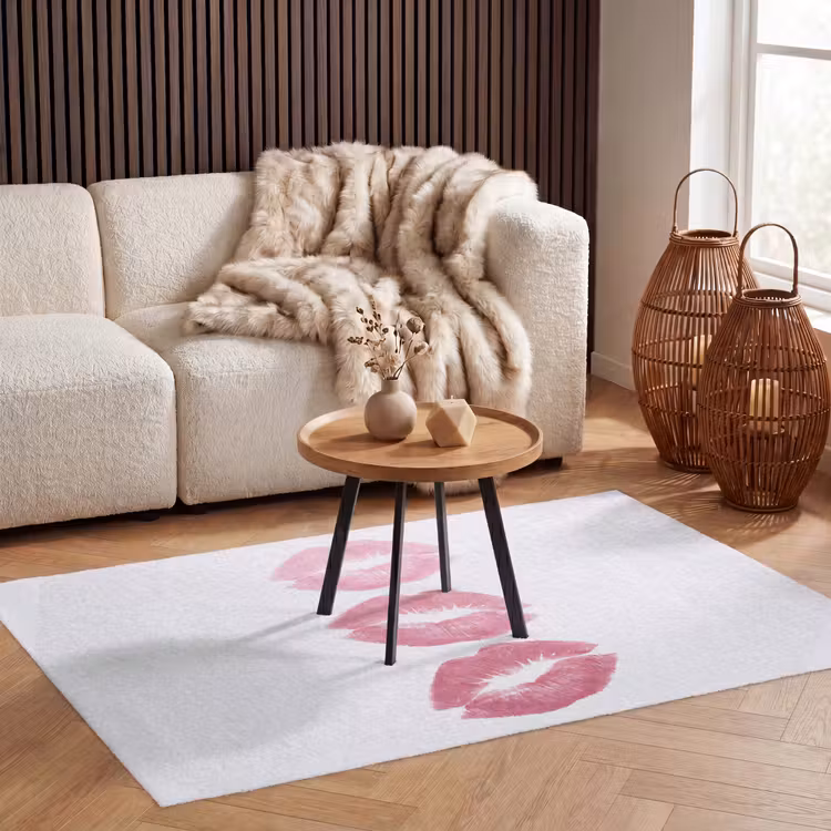 Vloerkleed - Lippen - Kusafdruk - Roze - Modern - Abstract — 3