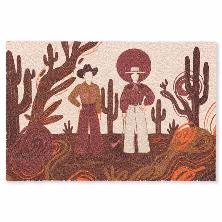 Vloerkleed - Mensen - Cowboykleding - Westerse stijl - Illustratie - Bruin — 1